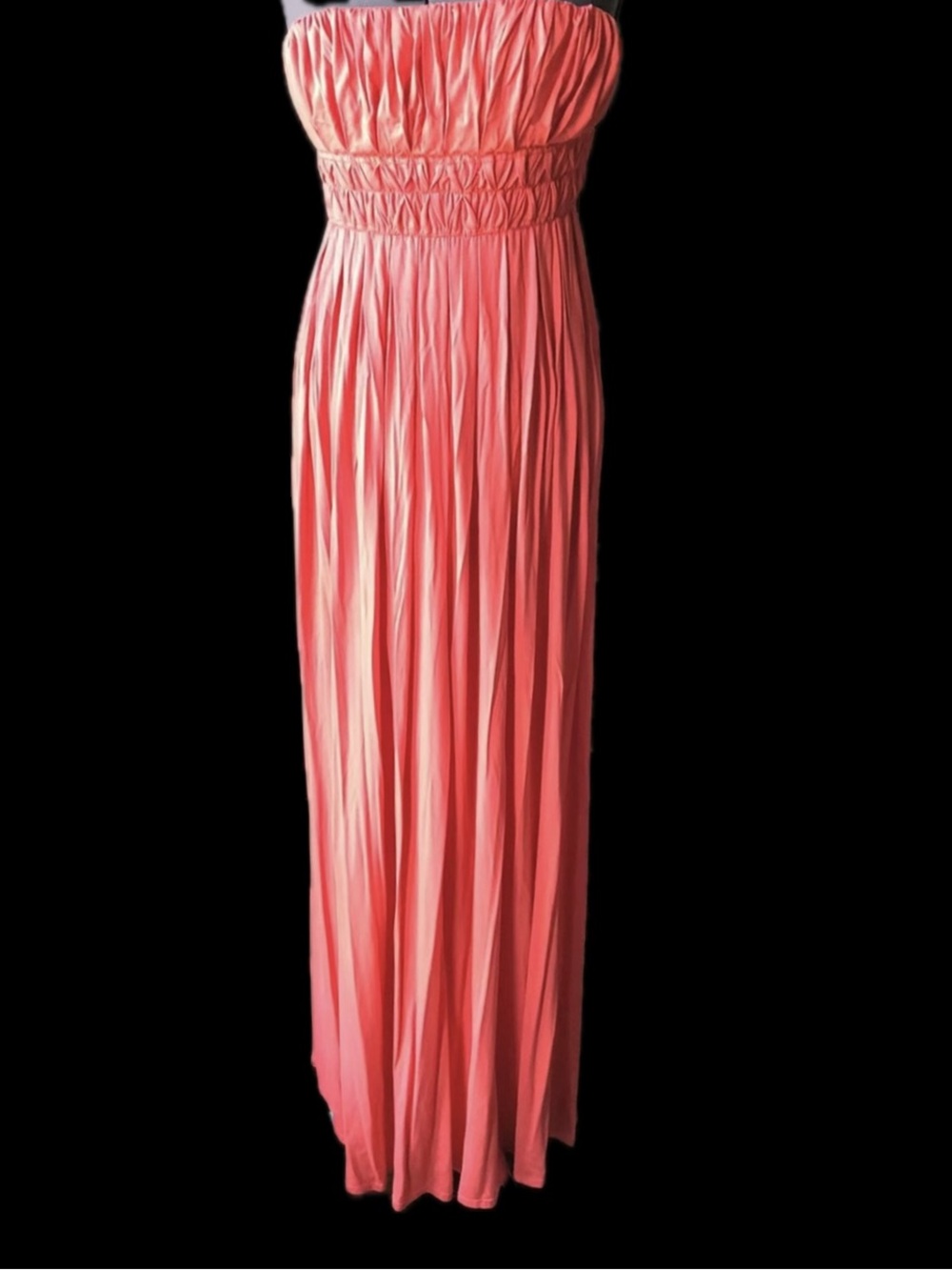 MAX STUDIO Strapless Coral Maxi Dress with Smocked Waist